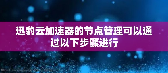 迅豹云加速器的节点管理可以通过以下步骤进行